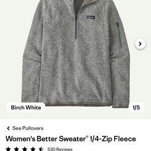Patagonia Birch White 1/4-Zip Fleece Sweater